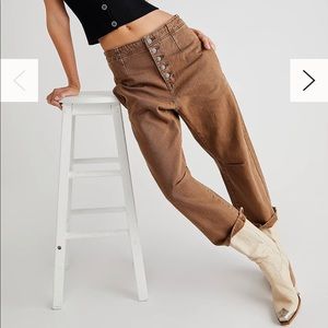 Free People We The Free Osaka Relaxed Jeans in Tree Bark Brown
